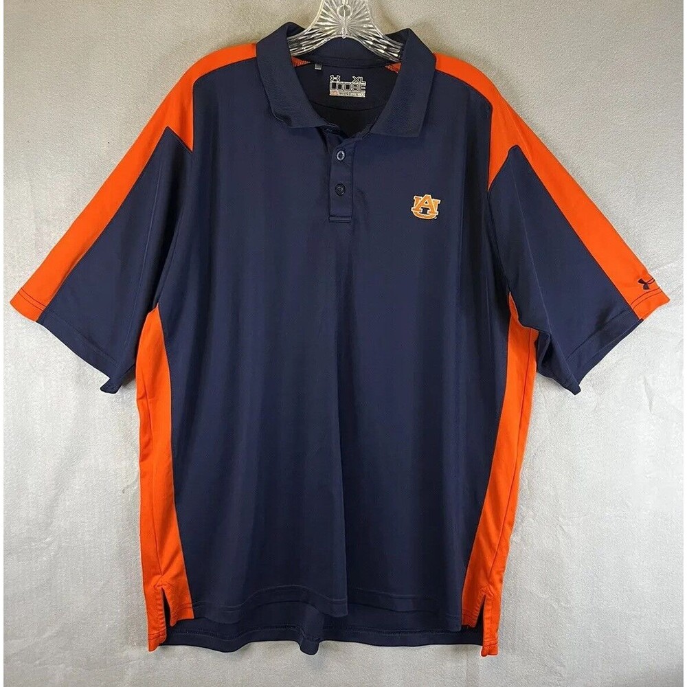 Under Armour Heat Gear Loose Mens Size XL Blue Polo Golf Shirt Auburn Tigers - Picture 1 of 6